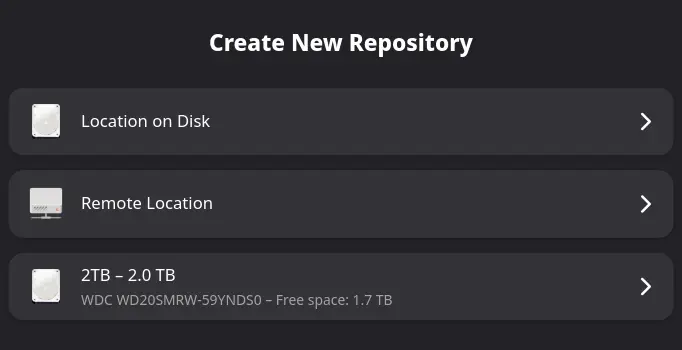 Pika Backup initial screen