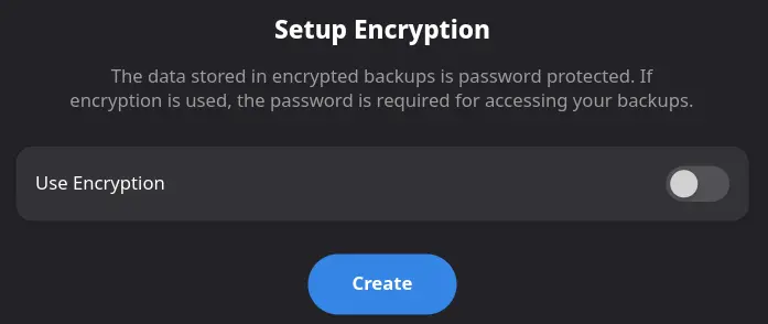 Pika Backup encryption setup