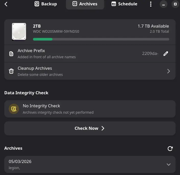Pika Backup archives